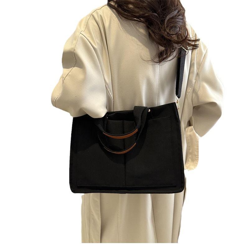 Tote bag 2025 new college student versatile fashion shoulder bag Korean version of simple large-capacity canvas messenger bag