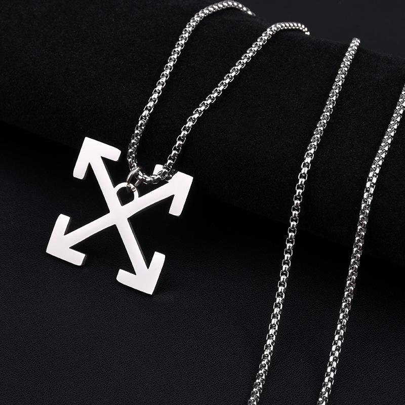 Cross Arrow Single Pendant Necklace Men s Hip Hop Titanium Steel Necklace Punk 60CM