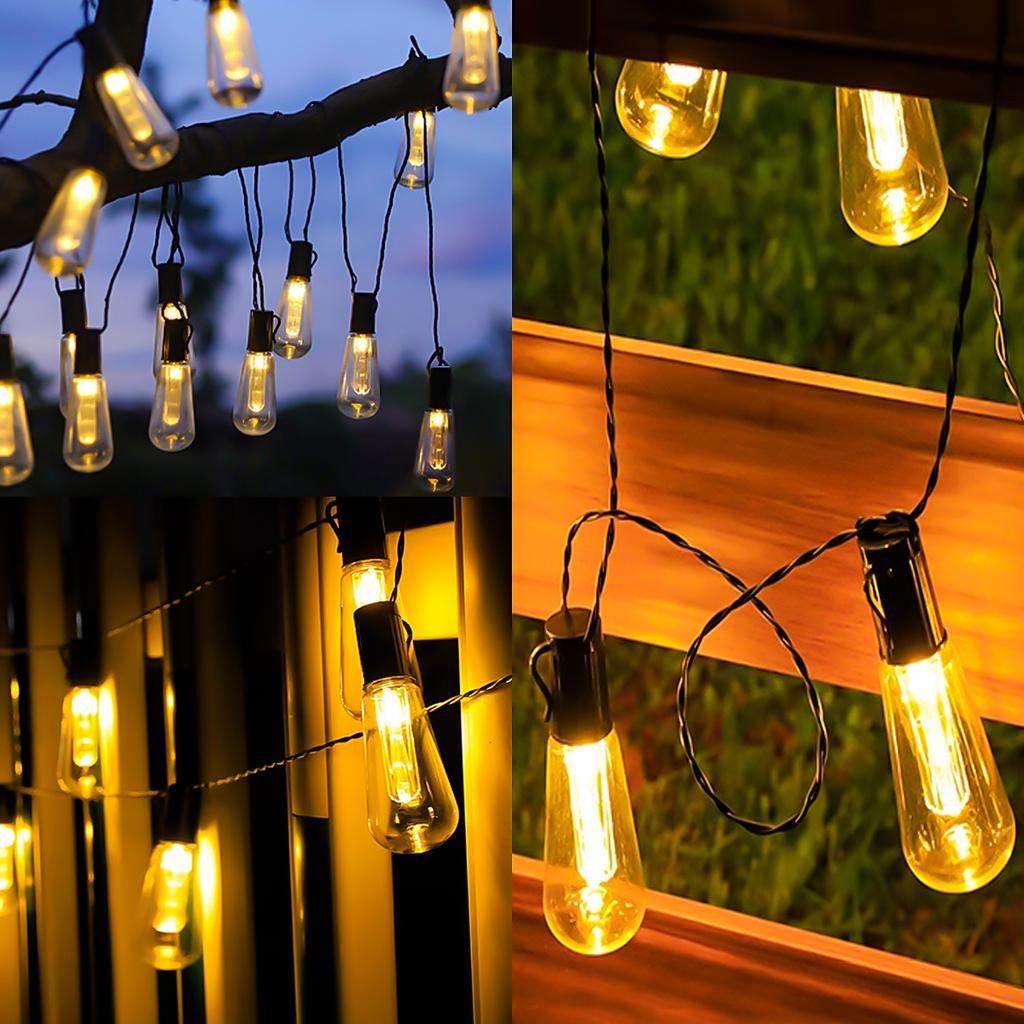 Globe Outdoor LED String Lights Plastic Shatterproof Bulbs Waterproof Patio Lights for Garden Outside Backyard Porch Decor Fairy