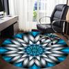 1pc Blue Abstract Mandala Chair Carpet for Office, Round Polyester Mat, Indoor Decor for Office, Washable Non-slip Carpet yy251219033
