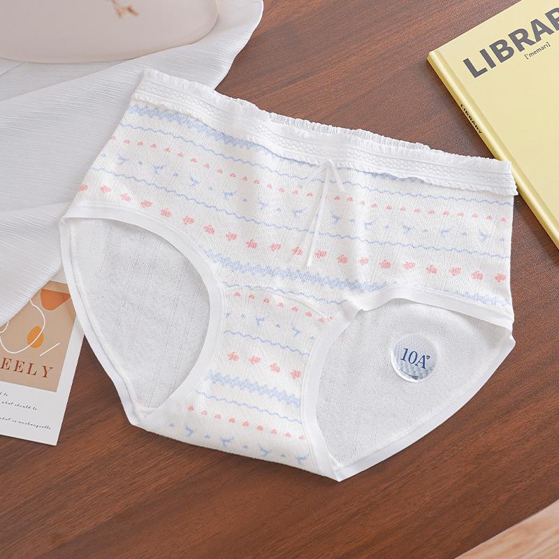 

Big Size Female Summer Lovely Printed Cotton Extended Crotch Triangle Briefs 3XL синій