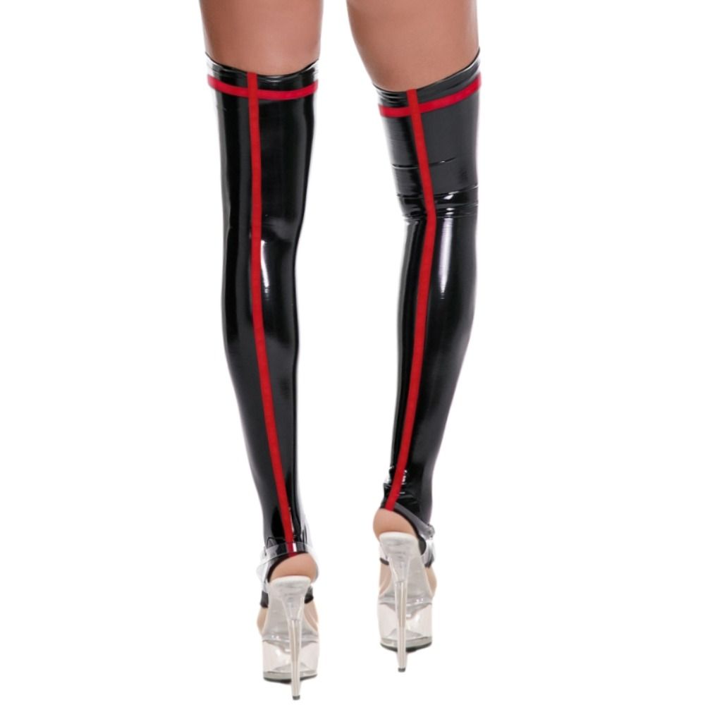 Gothic Faux Leather Stockings Shiny Smooth Long Socks New Open Toe Hosiery Stage Performance