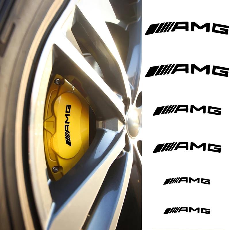 6pcs Car Goods Brake Caliper Badge Sticker Decoration Sticker Decal For Mercedes Benz AMG A B C E G CLA W211 W203 W204 W210 W124
