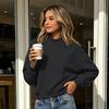 Women's Color Turtleneck Loose Fit Long Sleeve Sweatshirt for Casual Wear