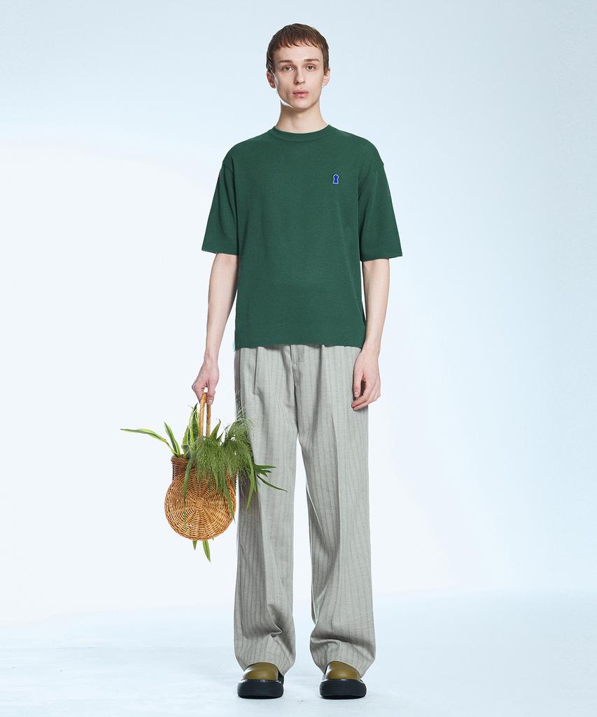 Sekeonmonollogeu Keyhole Round Short Sleeve Summer Knit Jade Green Sekt006J.Green