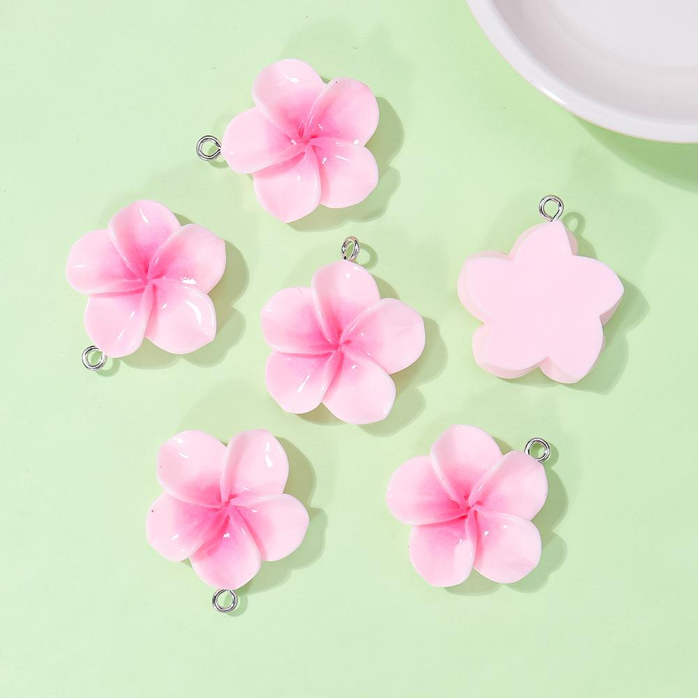 10Pcs 24mm Sweet Resin Colorful Flower  Charms Pendant Cute Petal Earring Necklace Diy Making Jewelry Accessories