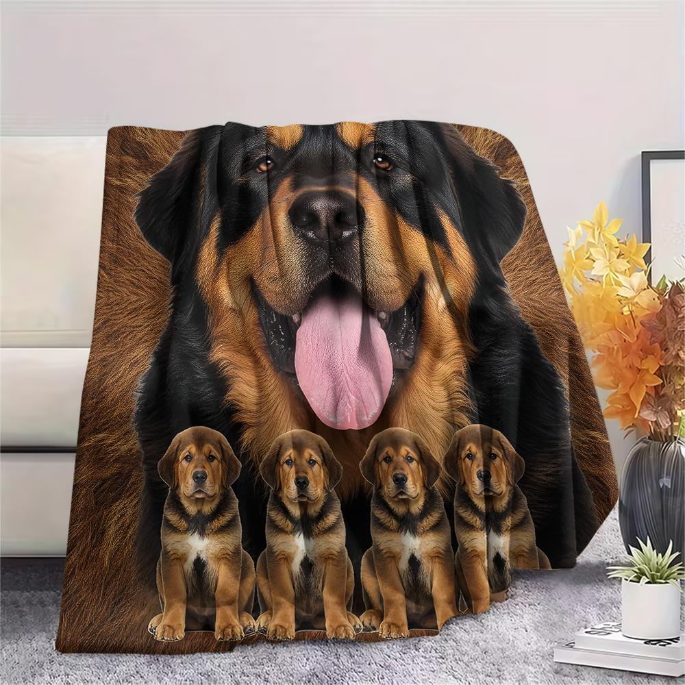 1Pc Tibetan Mastiff Dalmatian Print Flannel Blanket, High quality Comfortable for All Seasons, Home Decor, Warmth and Comfort, Perfect for Gifts
