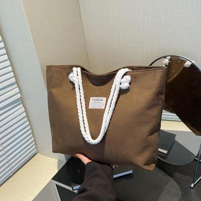 Freizeit Wildleder Stoff Tragetasche Damen Große Kapazität Umhängetasche Mode Vintage Einfarbige Handtaschen Shopper Tasche