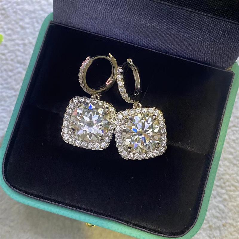 5 Carat D Color VVS1 Moissanite Square Stud Earrings with Certificate