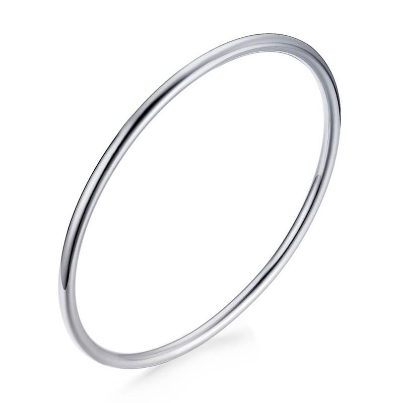 

Stackable Stainless Steel Bangle Bracelet for Women, 3mm Round 18k Gold Plated Minimalist Jewelry Sister Best Friend Gift Diameter 60mm