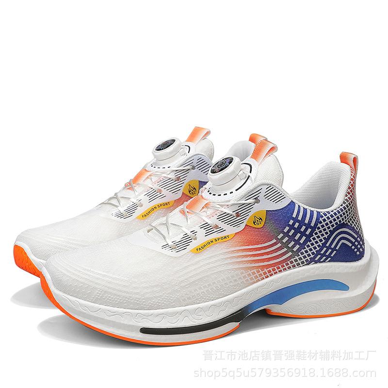 

Новый модный тренд сетчатые дышащие мужские туфли вращающаяся кнопка без шнурков спортивная обувь для улицы удобные кроссовки для бега 39