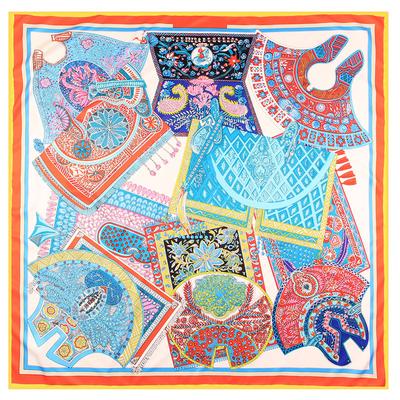 90Cm Luxury Saddle Square Scarf Women 100% Twill Silk Hand Rolled Hem Hijab Scarf Foulard Shawl  Design Head Scarves Ladies