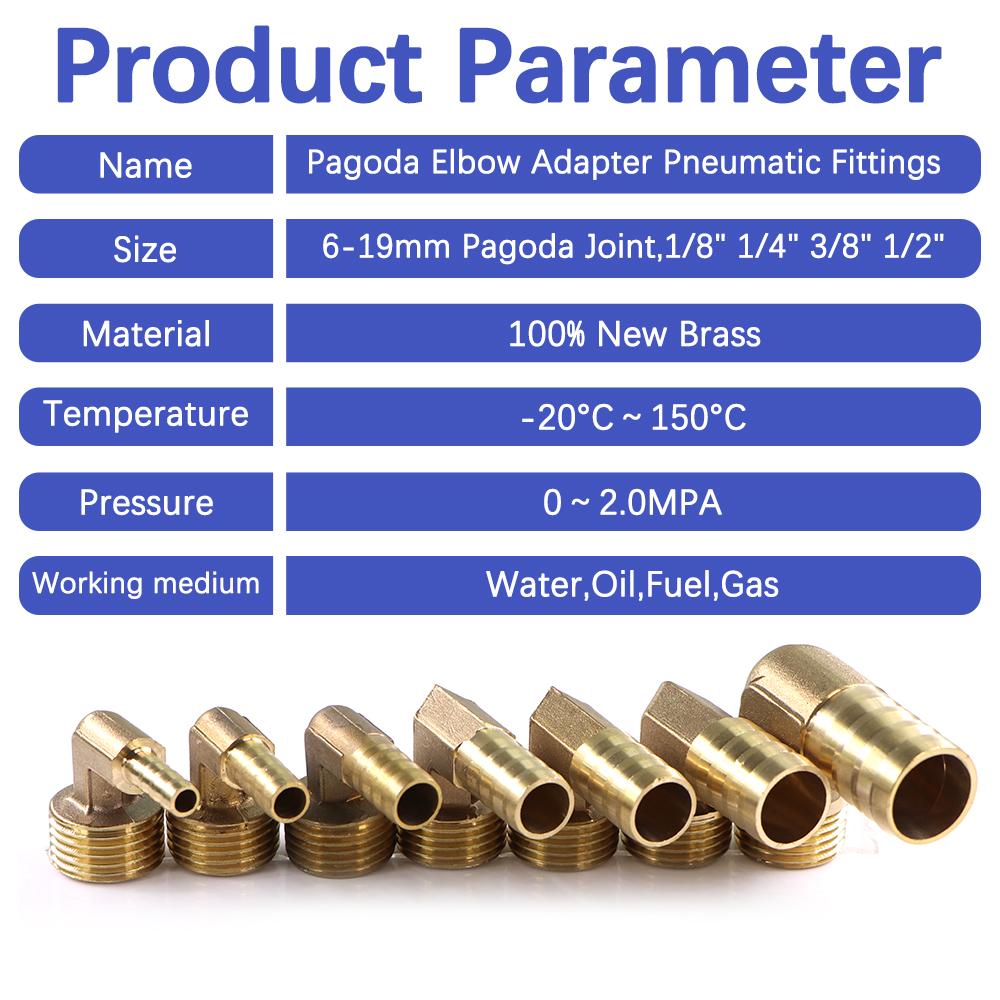 6-19mm 1/8" 1/4" 3/8" 1/2" Messing Winkelstück Schlauchtülle Schlauchadapter Außengewinde Kupferrohrfitting Verbinder Kupplung Kraftstoff Wasser Gas Öl