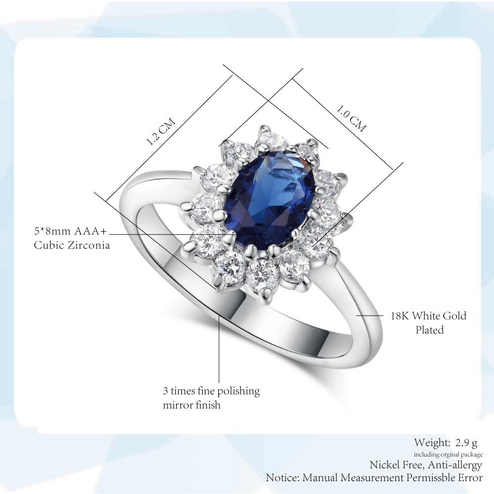 Princess Kate Rings For Women Blue Crystal Wedding Engagement Bridal Promise Marriage Ring For Bride Female Fashion Jewelry R076