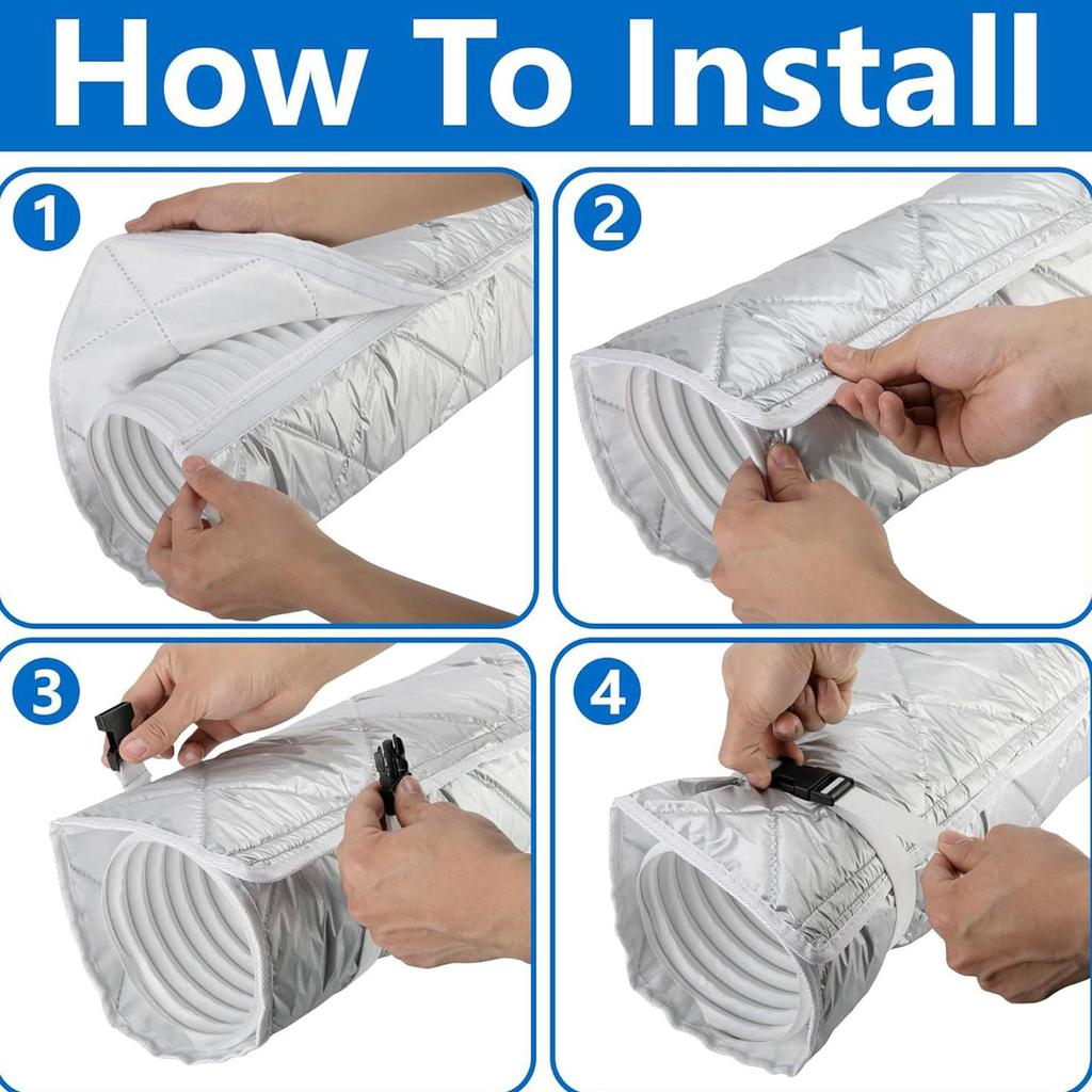 AC Hose Cover AC Exhaust Pipe Sleeve Insulated Energy-Saving Air Conditioner Hose Cover for Dorm Garage RV Apartment Basement