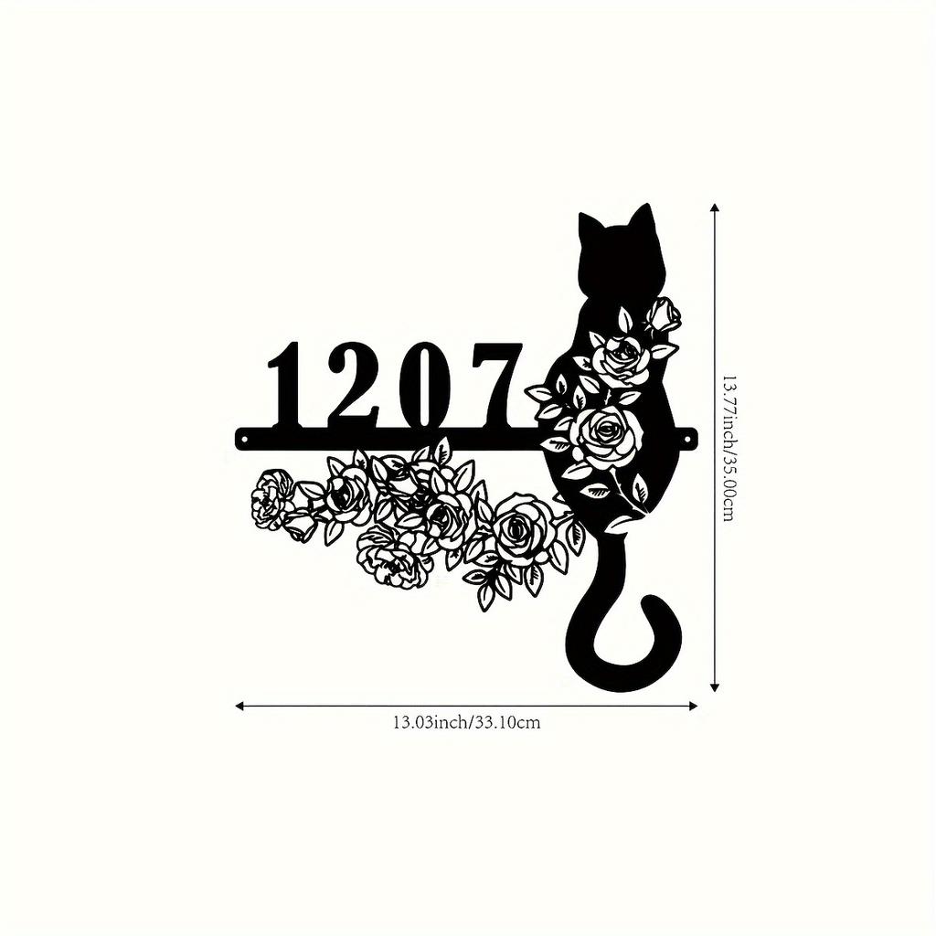 Personalisierte Metallkatze Namensschild Wandkunst Heimdekoration Outdoor Rustikales Schild Geschenk