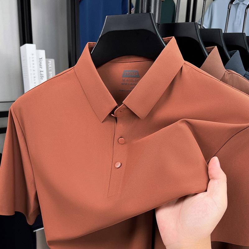 Men s Ice Polo Business Casual Short Sleeve Summer Breathable Lapel Collar T-Shirt M