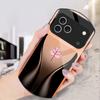 Blue gradient camellia For iPhone 17 16 15 14 Pro 13 Plus 12 mini 11 Pro Max XR X S 7 8 Elliptical Tempered Glass Phone Case
