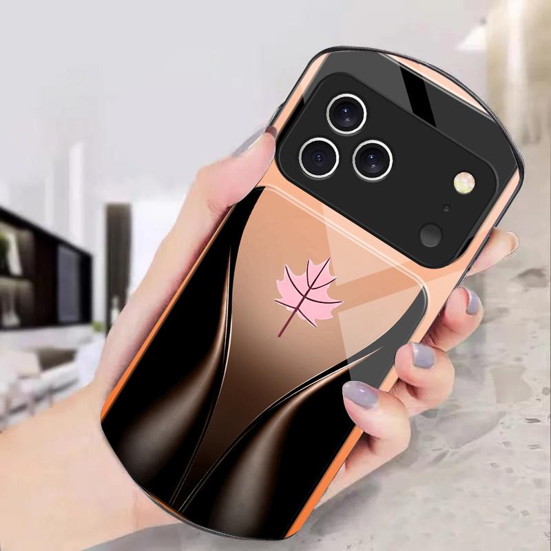 Blue gradient camellia For iPhone 17 16 15 14 Pro 13 Plus 12 mini 11 Pro Max XR X S 7 8 Elliptical Tempered Glass Phone Case