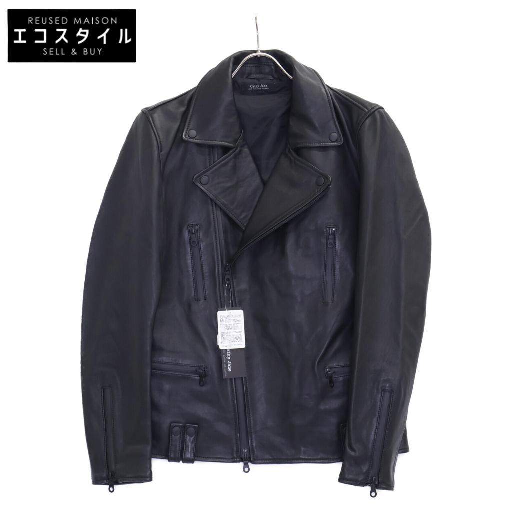 CATHY JANE AKCJ48 New Zealand Sheep Black Double Riders Jacket 2 blackUsed