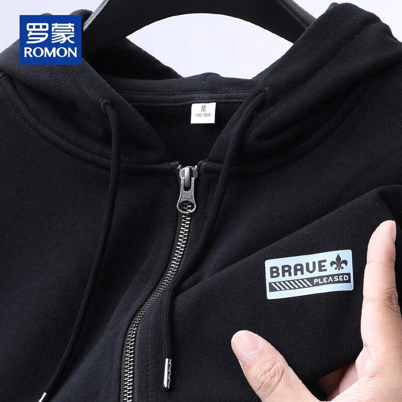 ROMON Men's Hooded Zip-Up Sweatshirt