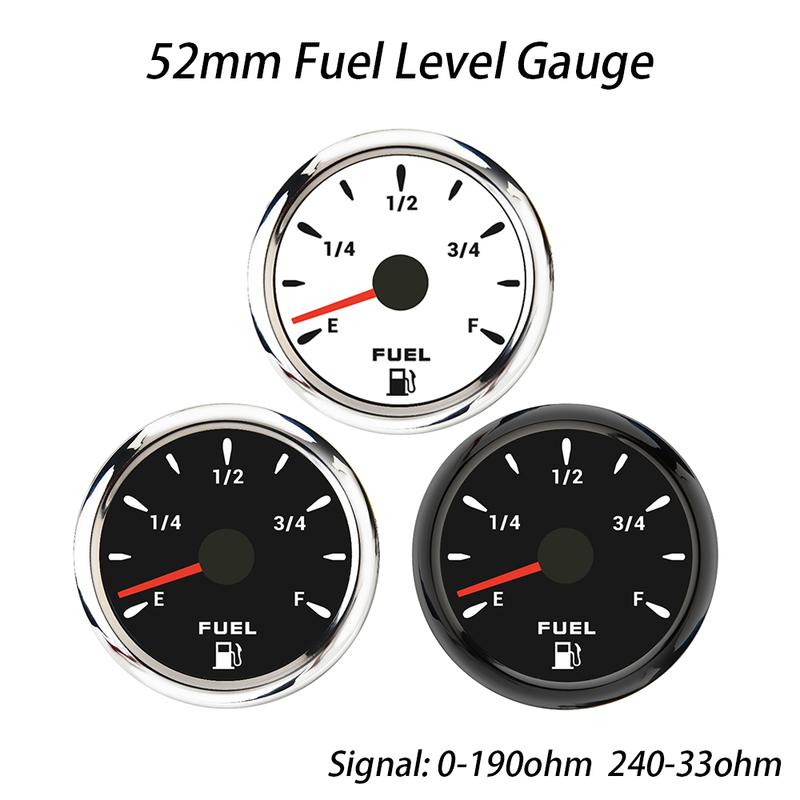 ELING 52mm Fuel Level Gauge 0-190ohm 240-33ohm Signal Fuel Tank Level Meter with 7 Colors Backlight for Car SUV Boats