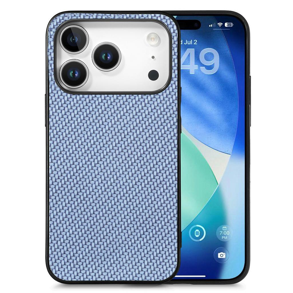 For iPhone 17 Pro Max Case Carbon Fiber Texture PU Leather + PC + TPU Phone Cover
