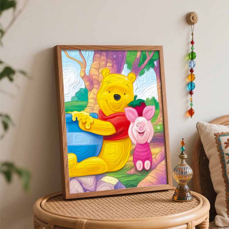Disney Winnie the Pooh and Piglet Oil Painting Art Set Handmade Diy Gift Home Decoration