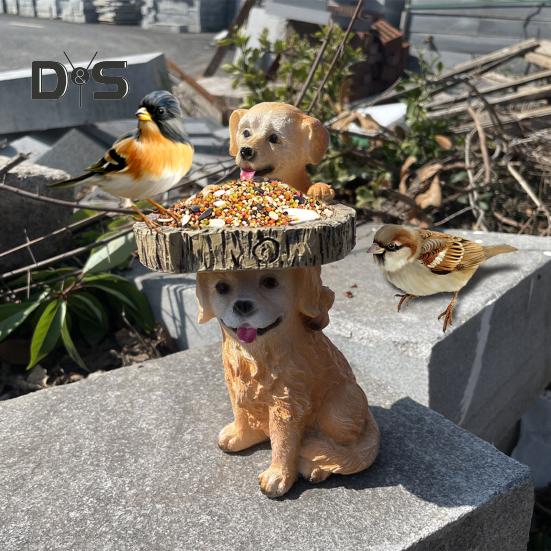 Bahçe Kuş Yemliği Reçine Heykel Açık Hava Veranda Bahçe Çim Serbest Ayaklı Peri Ağaç Evi Hayvan Heykeli Süs Kuş Banyoları Kase Sulama Besleme
