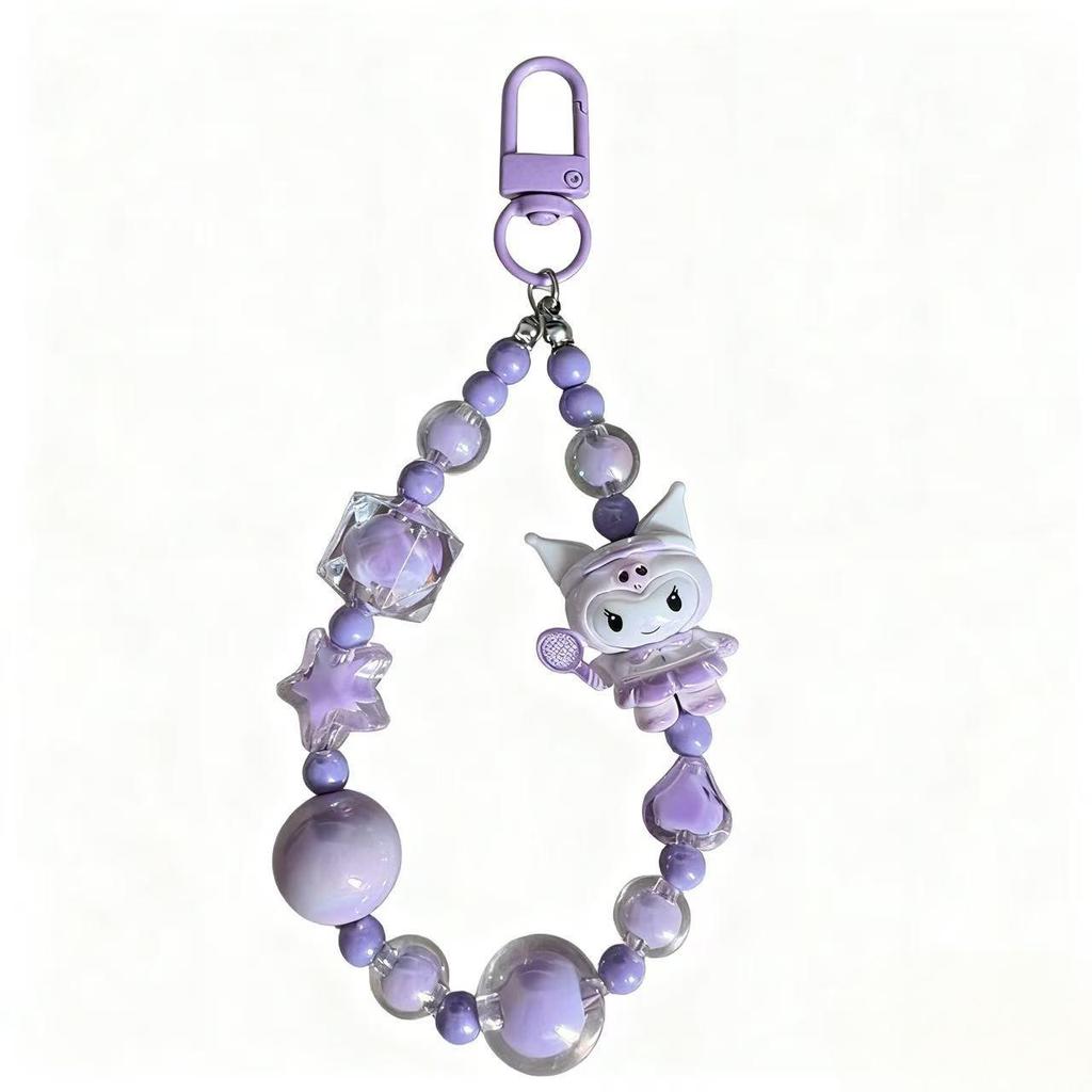 Sanrio Cartoon Phone Lanyard Keychain - Handmade Beaded Charm
