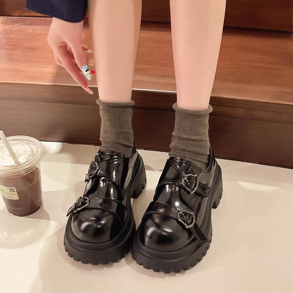 Platform muffin small leather shoes women's 2025 new spring Japanese college JK single shoes loafers Mary Jane women