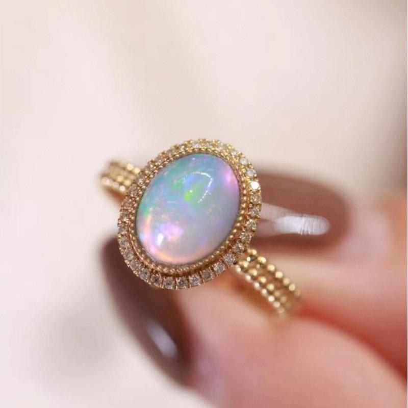 Geometric Opal Contemporary Ring For Women In Playful Candy Shades And Adjustable Size