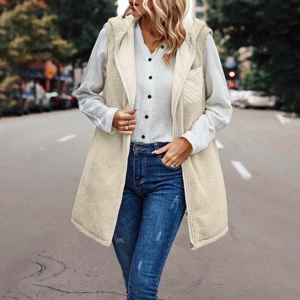 Women's And Winter Casual Fashion Solid Colour Hooded Jacket