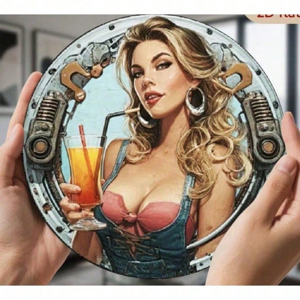 

Retro Bartender Woman Metal Tin Sign Weatherproof Aluminum Pub Decor For Man Cave Garage Wall Art різнокольоровий