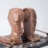 Nordic Human Head Sculpture Bookend Book By Bookshelf Bezel Creative Simple Art Bookend Abstract Wood Grain Ornaments