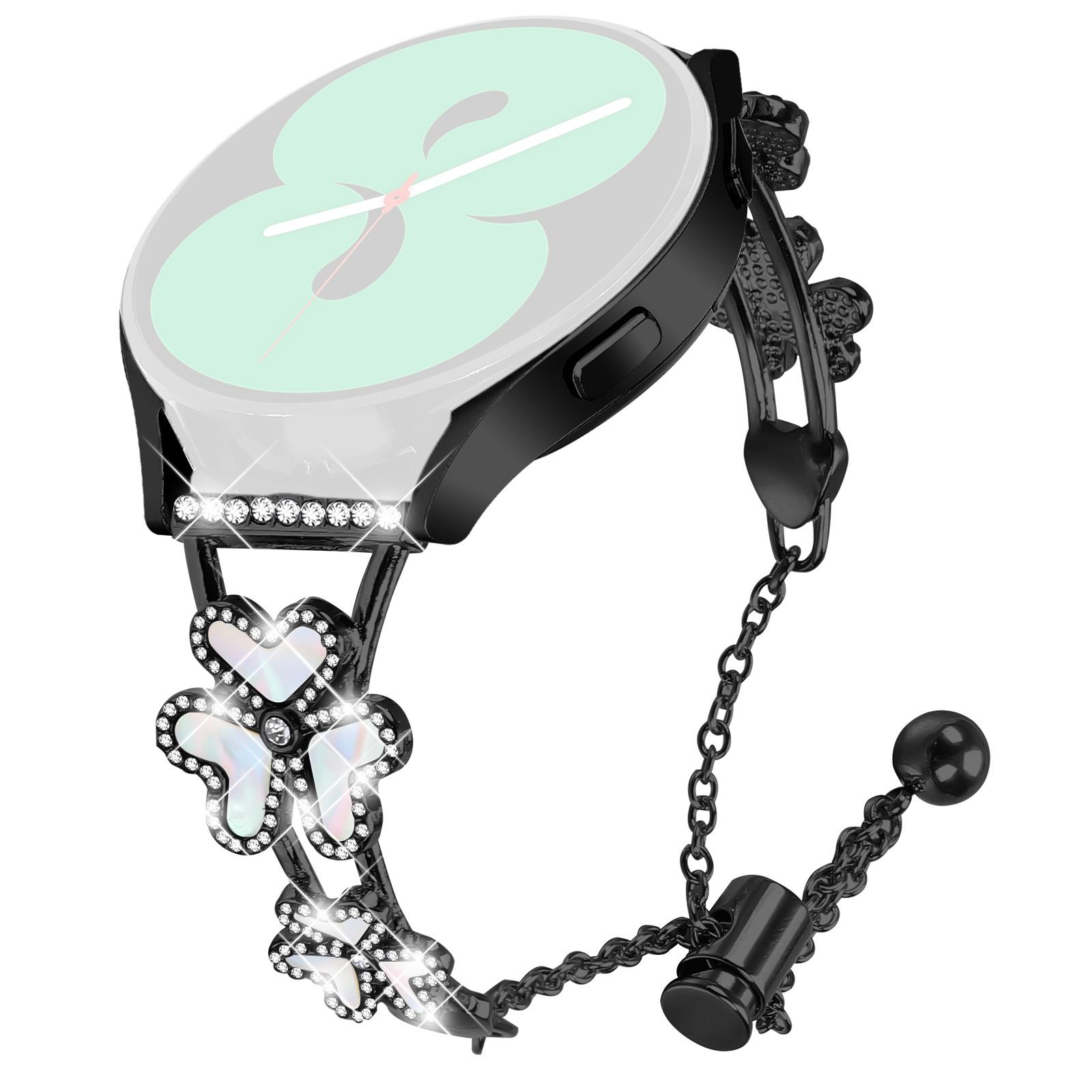 

For Huami Amazfit GTS 2e Watch Strap Replacement Metal Band Heart Clover Decor Black