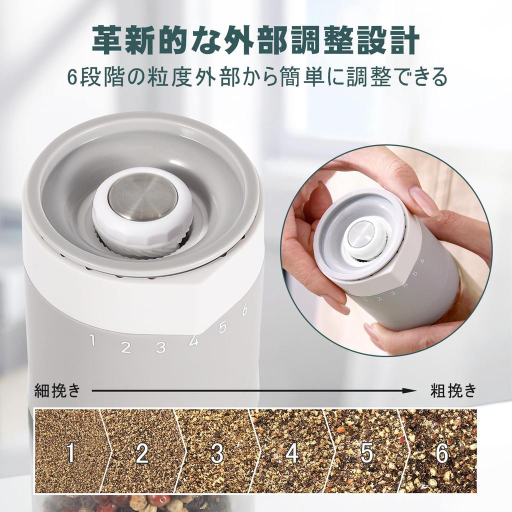 VKCHEF Pepper Pepper External Rock Salt Gray Salt 6 Degree Set of Coarseness Ceramic Easy To Spice Crystalline Flower Pepper Easy To Convenient For