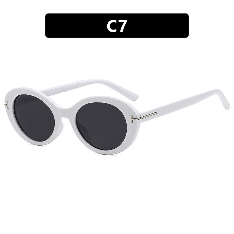 New Retro Oval T-shaped Sunglasses Women's Fashion Street Photography Trend Versatile Sunglasses UV400 Shades Eyewear
