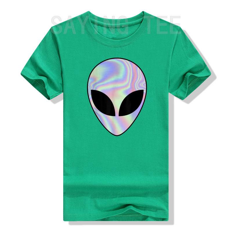 Alien Head TShirt Colorful AlienUfo Rave Tee Y2k Top I Want To Believe Graphic Outfits Funny Believers In Life On Mars Clothes
