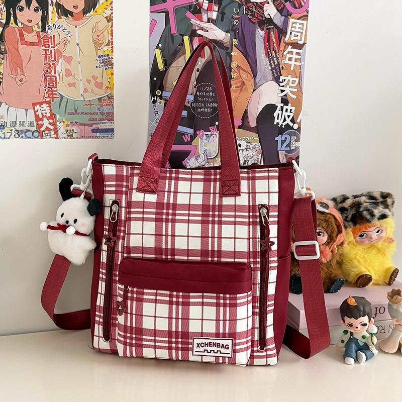 Schoolbag1011 New Plaid Backpack, Student Schoolbag, Women's Large-capacity, Lightweight and Simple, Junior High School Student Shoulder Make-up Bag