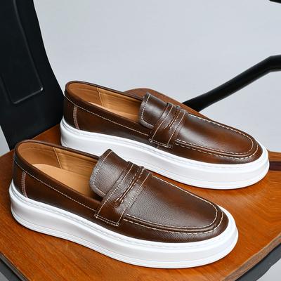 2025 Vintage Top Layer Genuine Leather Thick Bottom Non-Slip Loafers Breathable Driving Design Casual Cowhide Shoes for Men