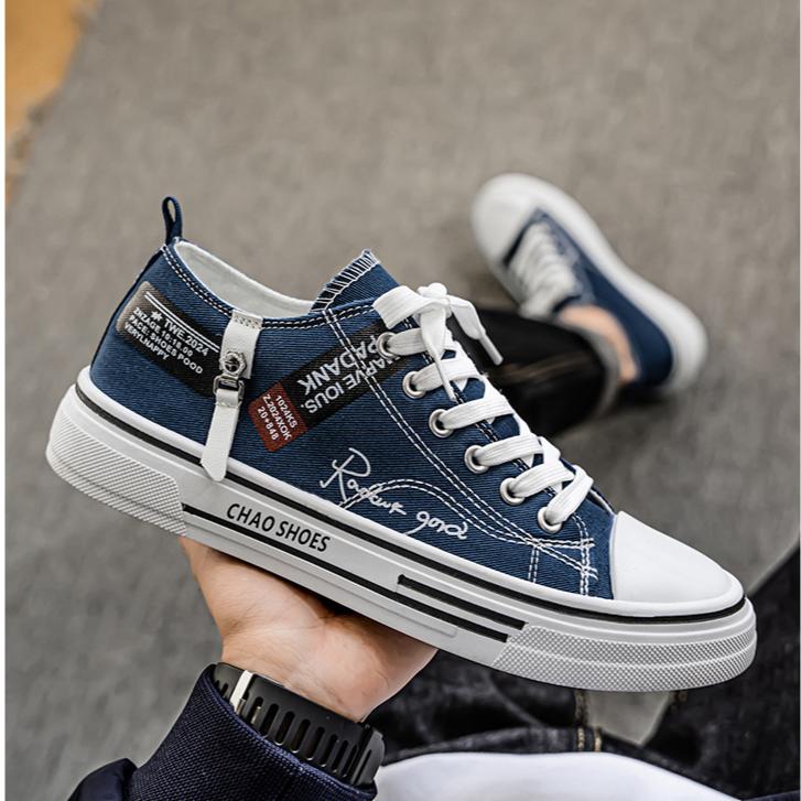 Herresko Sommersko med pustende stoff, allsidige klassiske stoffsko, lette, myksålede brettsko, herresko med lette såler