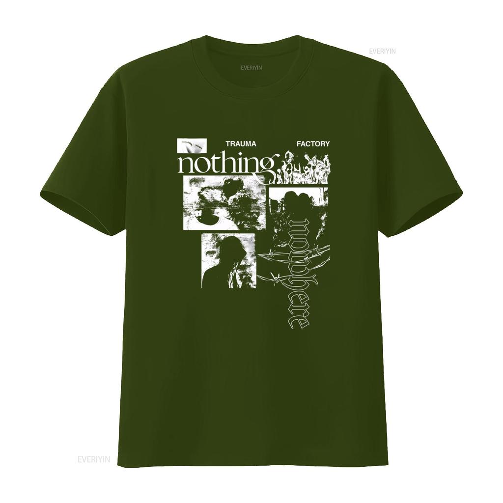 T-shirt Nothing Nowhere Σχέδιο Trauma Factory για Εκτύπωση Μόδας vintage Πλυμένο ρούχα streetwear σχεδιαστή homme Ελαφρώς