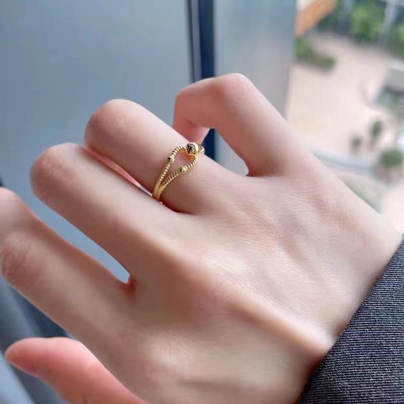 Gold Copper Fashionable Plated Open Adjustable Rings For Women Elegant Design
