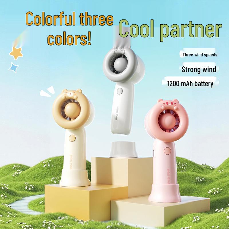 

Summer Cool Trio-Color USB Rechargeable Silent Portable Handheld Fan Color Box + USB Charging Cable