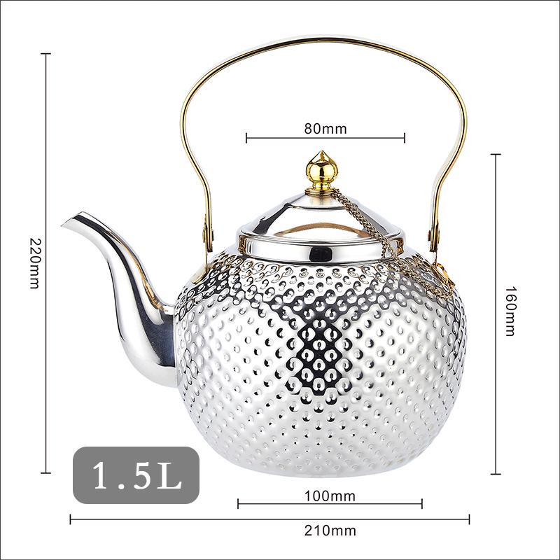 Gold Spherical Stainless Steel Kettle with Hammered Texture - Large Capacity for Hotels and Restaurants.