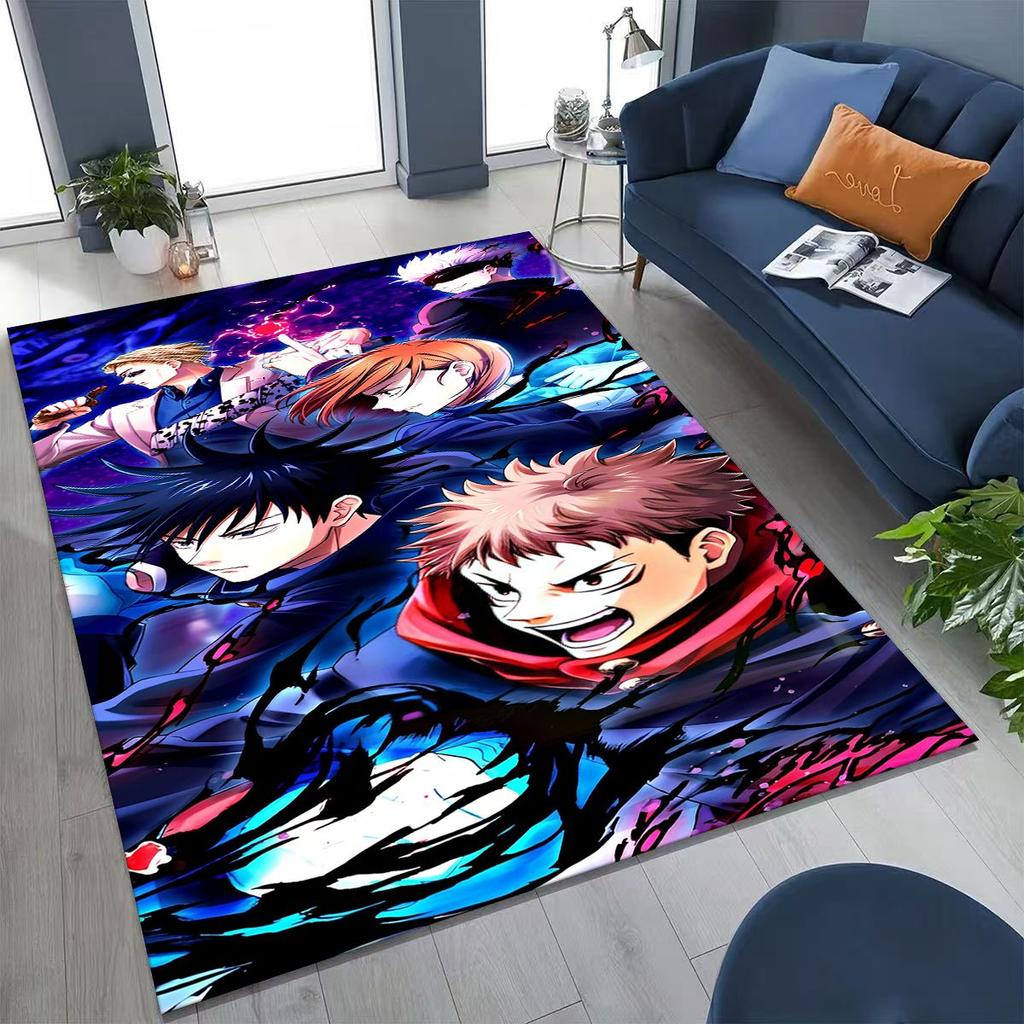 Anime Jujutsu Kaisen Yuji Satoru Kreskówkowy Dywanik do Sypialni Salonu Sofy Dekoracja Domu Wycieraczka, Duża Mata Podłogowa Antypoślizgowa do Zabawy dla Dzieci