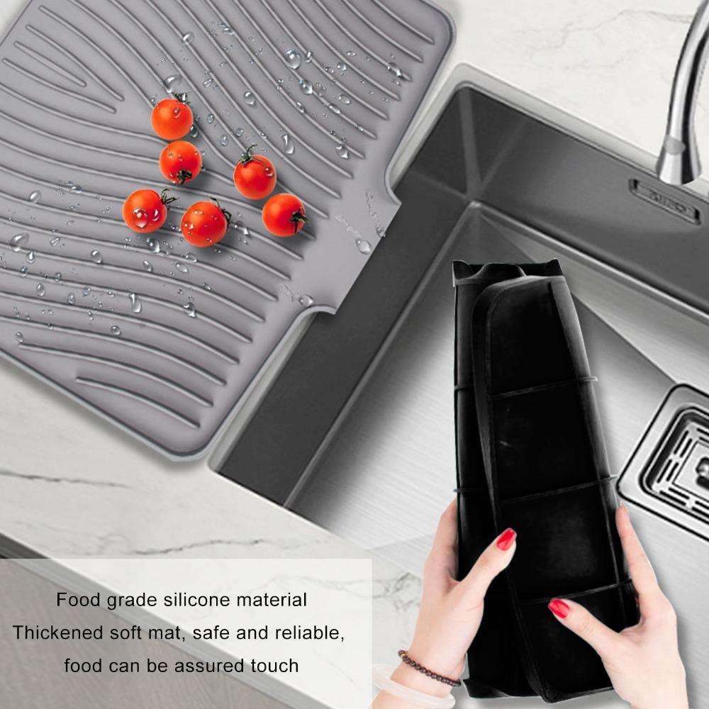 

Odorless Dish Drying Mat Non-Slip Draining Pad Kitchen Counter Mat Drawer/Refrigerator чёрный