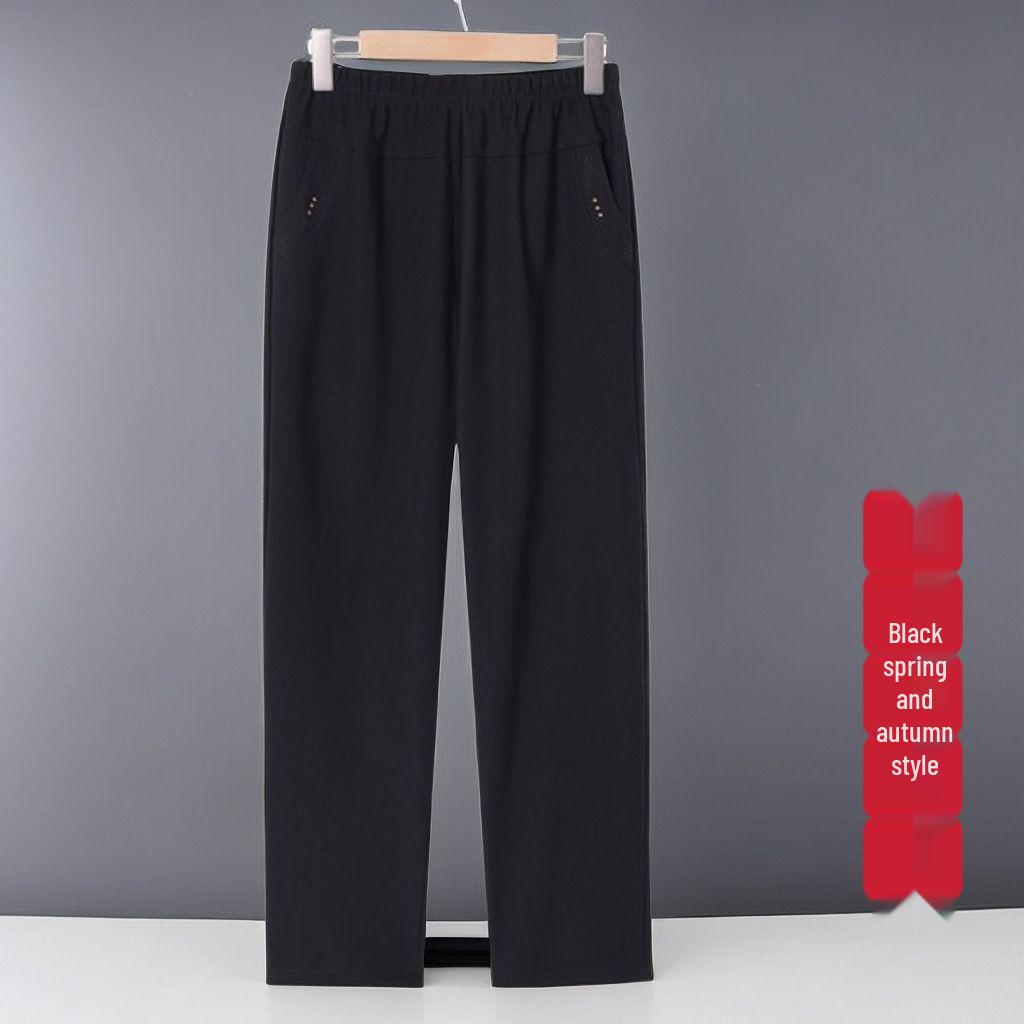 

2026 High-Waisted Straight-Leg Pants for Middle-aged & Elderly Women - Spring, Autumn, Winter Velvet-Lined XL: 80-100 jin