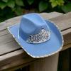 Gleaming Bride Hat Sparkly Cowboy Hats Crown Rhinestones Panama Hat for Party